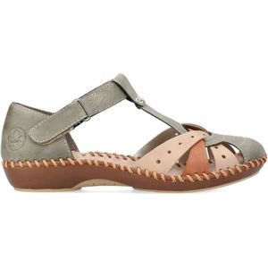 Rieker, Schoenen, Dames, Groen, 39 EU, Groene Casual Platte Sandalen