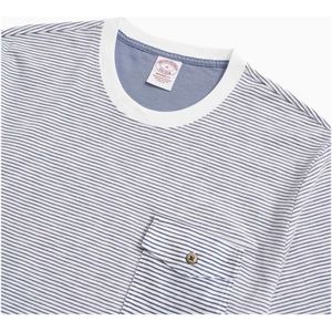 Brooks Brothers, Tops, Heren, Blauw, M, Katoen, Gestreepte slomp katoenen pocket t-shirt