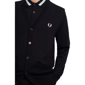 Fred Perry, Truien, Heren, Zwart, M, Wol, Italiaanse Lamswollen Vest Zwart