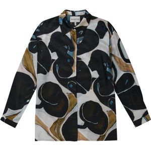Munthe, Laseia Oversized Blouse met All-Over Print Blauw, Dames, Maat:L