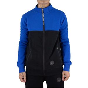 Cerruti 1881, Sweatshirts & Hoodies, Heren, Blauw, S, Katoen, Blauwe Zip Sweater - Argeles