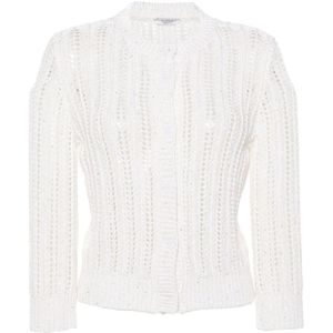 Peserico, Witte Paillet Cardigan Wit, Dames, Maat:L