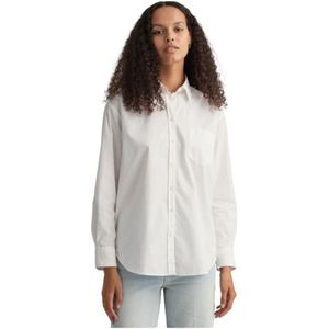 Gant, Blouses & Shirts, Dames, Wit, XS, Katoen, Relaxed Fit Katoenen Poplin Overhemd