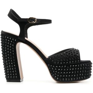 Roberto Festa, Zwarte Spike-Detail Hoge Sandalen Zwart, Dames, Maat:39 EU