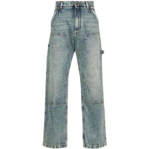 Dolce & Gabbana, Blauwe Denim Jeans Rechte Pijp Blauw, Heren, Maat:XL