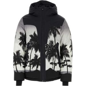 Palm Angels, Jassen, Heren, Zwart, L, Polyester, Gedrukte Palm Ski Jas