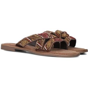 Lazamani, Schoenen, Dames, Bruin, 41 EU, Suède, Bruine Kralen Kruisband Slippers