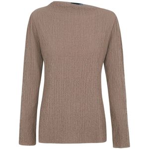 Cortana, Asymmetrische Top met Lange Mouwen Bruin, Dames, Maat:2XL