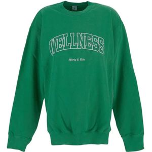 Sporty & Rich, Sweatshirts & Hoodies, Dames, Groen, L, Groene Sweatshirt met Lange Mouwen