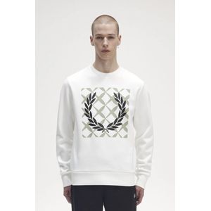 Fred Perry, Sweatshirts & Hoodies, Heren, Wit, L, Katoen, Grafisch Kruissteek Sweatshirt