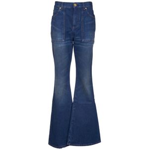 Balmain, Jeans, Dames, Blauw, S, Denim, Flared Jeans