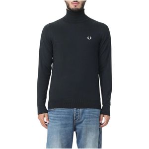 Fred Perry, Hoge Kraag Coltrui Zwart, Heren, Maat:L