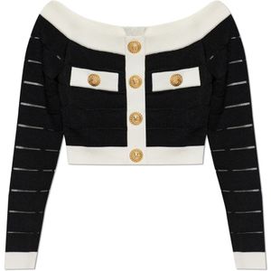 Balmain, Blouses & Shirts, Dames, Zwart, M, Polyester, Top met knopen