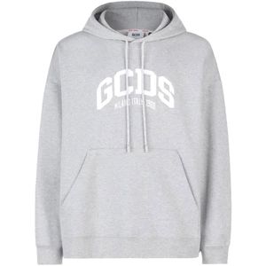 Gcds, Sweatshirts & Hoodies, Heren, Grijs, S, Grijze Logo Loose Hoodie