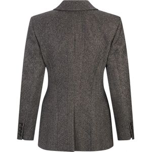 Ermanno Scervino, Jassen, Dames, Zwart, M, Wol, Slim Fit Herringbone Blazer Zwart