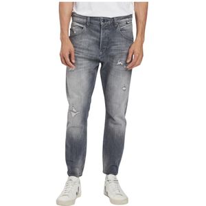 Gabba, Jeans, Heren, Grijs, W34, Katoen, Faded Ripped Stretch Jeans in Grijs