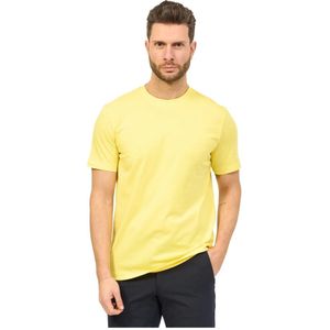 Hugo Boss, Tops, Heren, Geel, L, Katoen, Gele Regular Fit T-shirt met Rubberen Logo