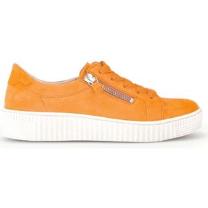 Gabor, Schoenen, Dames, Geel, 36 EU, Fluweel Leren Oranje Sneakers