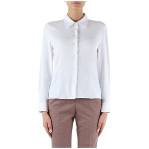 Boss, Blouses & Shirts, Dames, Wit, M, Stretch stof overhemd met klassieke kraag