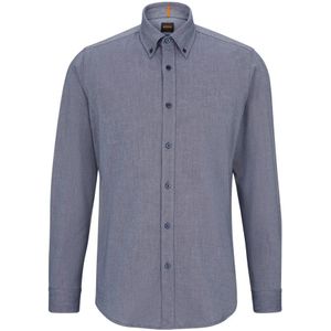 Hugo Boss, Overhemden, Heren, Blauw, M, Katoen, Regular Fit Oxford Katoenen Overhemd