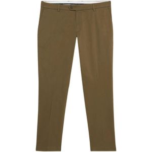 Brooks Brothers, Broeken, Heren, Groen, W40, Katoen, Donkere Militaire Slim Fit Dubbel Gedraaide Katoenen Chino's