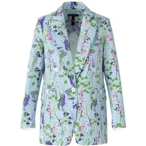 Marc Cain, Blauw Bloemenprint Blazer Dames Veelkleurig, Dames, Maat:S