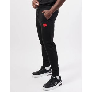 Hugo Boss, Broeken, Heren, Zwart, M, Katoen, Zwarte broek met rode logopatch