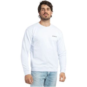 Dondup, Sweatshirts & Hoodies, Heren, Wit, M, Trainingsshirt, Ontspannen en Elegant Uiterlijk