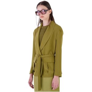 Silvian Heach, Jassen, Dames, Groen, L, Polyester, Blazer met strikceintuur