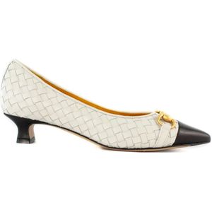 Mara Bini, Witte geweven leren pumps met hak Wit, Dames, Maat:38 EU