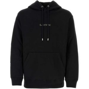 Lanvin, Zwarte katoenen sweatshirt Zwart, Heren, Maat:XS