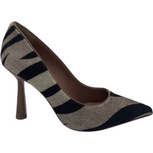 Aldo Castagna, Schoenen, Dames, Grijs, 40 EU, Leer, Zebra Print Hoge Hak Sandalen