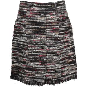 Chanel Vintage, Multicolor Tweed A-Lijn Zijden Rok Veelkleurig, Dames, Maat:M