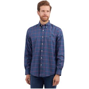 Brooks Brothers, Blauw Regular Fit Non-Iron Stretch Katoenen Overhemd met Button Down Kraag Blauw, Heren, Maat:M