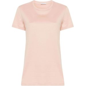 Moncler, Tops, Dames, Roze, M, Katoen, Roze T-shirts en Polos Lichtgewicht Jersey
