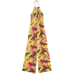 Desigual, Tropische Jumpsuit voor Vrouwen Geel, Dames, Maat:XL