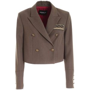 Dondup, Jassen, Dames, Bruin, S, Wol, Cropped Blazer Jas