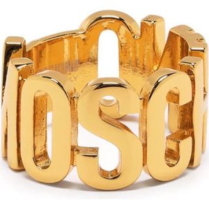 Moschino, Gouden Logo Gegraveerde Messing Sieraden Geel, Dames, Maat:M