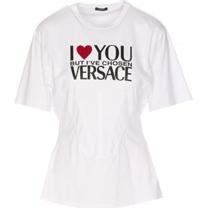 Versace, Witte T-shirts en Polos Wit, Dames, Maat:S