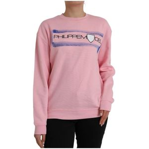 Philippe Model, Sweatshirts & Hoodies, Dames, Roze, L, Katoen, Roze Logo Print Sweater