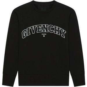 Givenchy, Logo Split Crewneck Sweatshirt Zwart, Heren, Maat:M