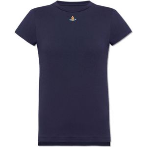 Vivienne Westwood, Peru T-shirt met logo Blauw, Dames, Maat:S