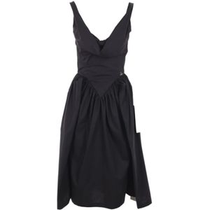 Vivienne Westwood, Kleedjes, Dames, Zwart, S, Katoen, Zwarte mouwloze katoenen popeline jurk