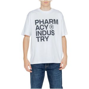 Pharmacy Industry, Tops, Heren, Wit, S, Katoen, Heren T-shirt Lente/Zomer Collectie 100% Katoen