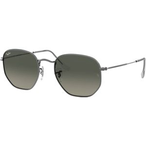 Ray-Ban, Hexagonale Metalen Zonnebril Grijs, unisex, Maat:46 MM