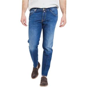Jacob Cohën, Jeans, Heren, Blauw, W36, Denim, Slim Crop Jeans