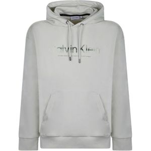 Calvin Klein, Sweatshirts & Hoodies, Heren, Wit, S, Katoen, Contrasterende voorlogo-hoodie