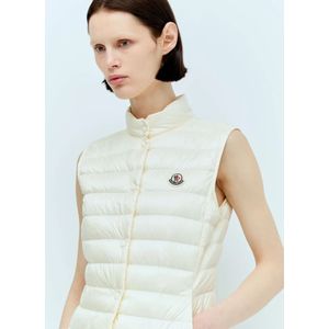 Moncler, Jassen, Dames, Beige, S, Nylon, Gewatteerd Nylon Dons Gilet