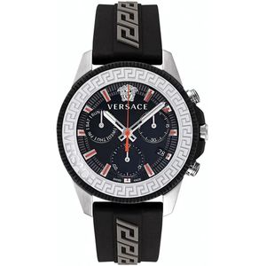 Versace, Greca Action Zwart Siliconen Analoog Horloge Zwart, Heren, Maat:ONE Size