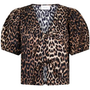 Neo Noir, Blouses & Shirts, Dames, Veelkleurig, XS, Katoen, Luipaardprint Blouse Bianca Leo